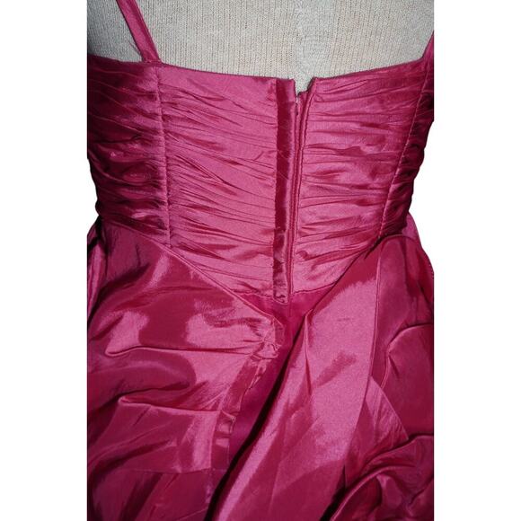 Vintage Caroline K Casuals Hot Pink Rosette Mini Dress Size 7 Strapless Prom - Picture 8 of 11